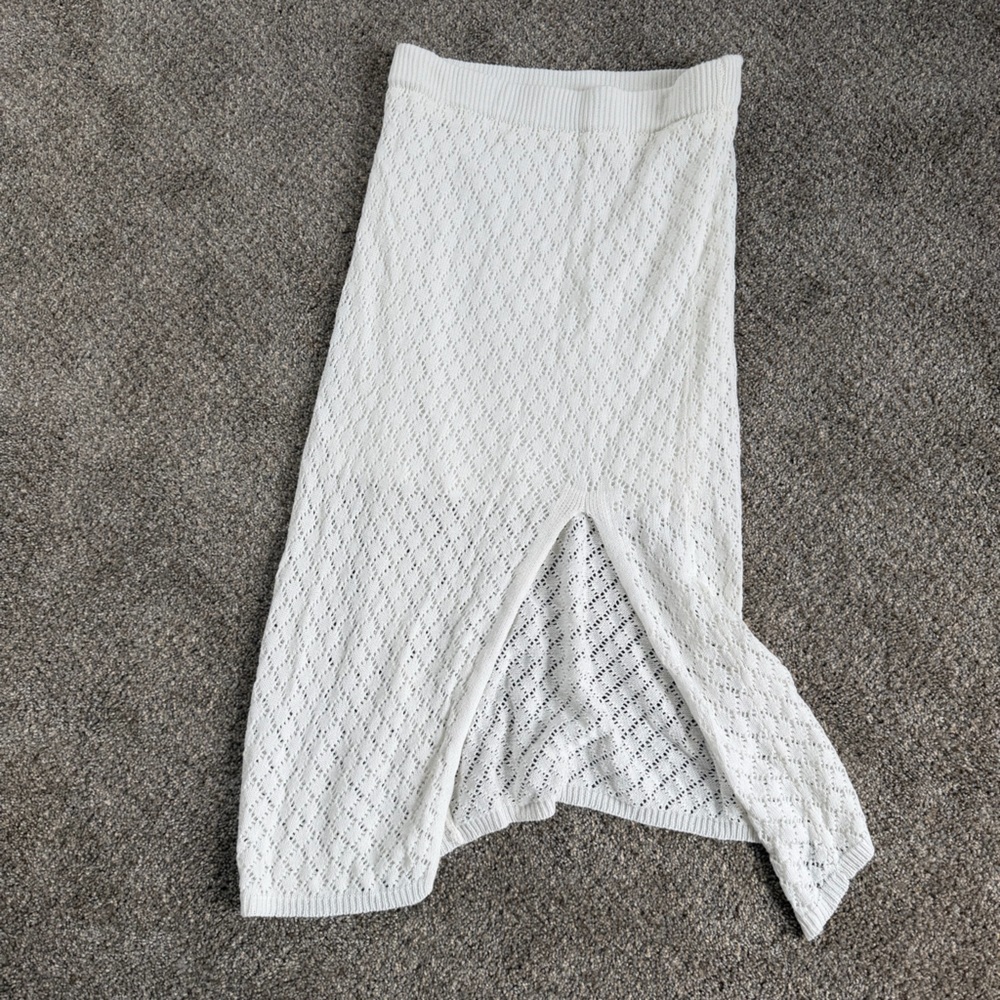 Aqua White Knit Maxi Skirt/Coverup